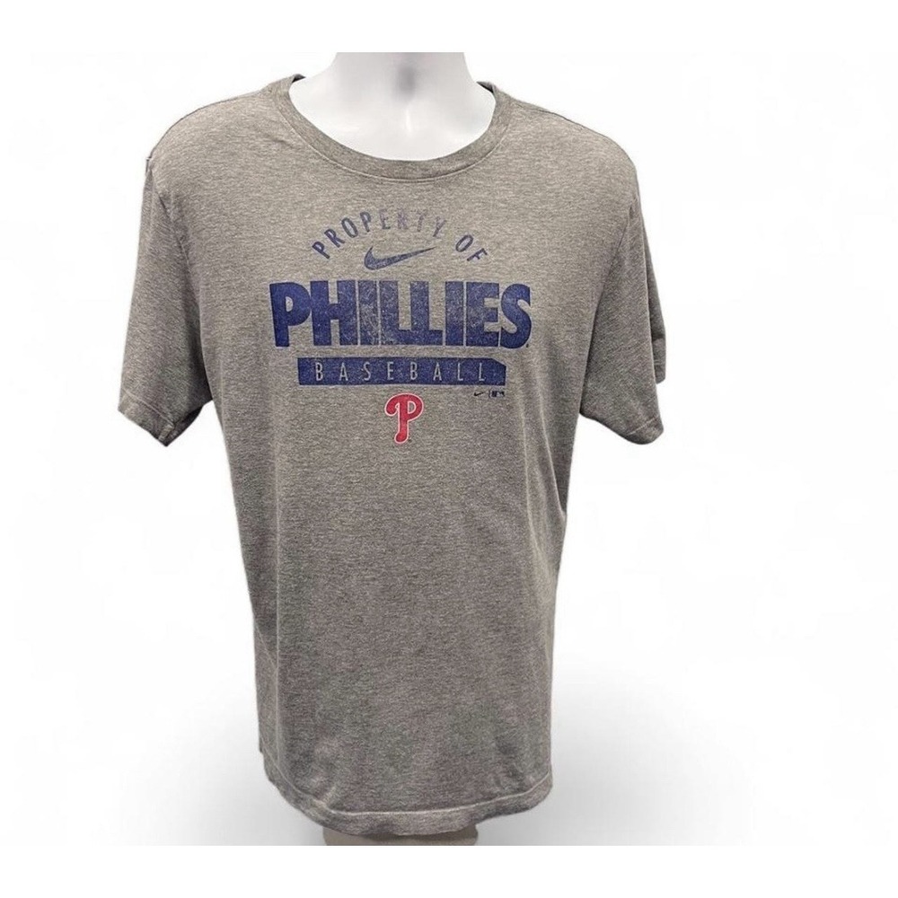 Men's Philadelphia Phillies NIKE Heather Gray  Primetime Large Practice T-Shirt